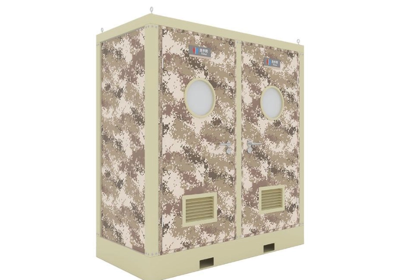 double‑unit mobile restroom