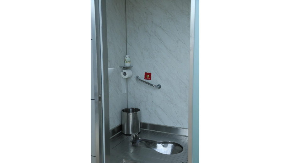 six compartment public restroom unit