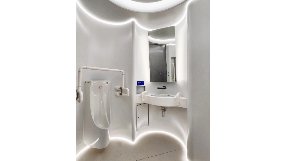 all-gender modular sanitation building