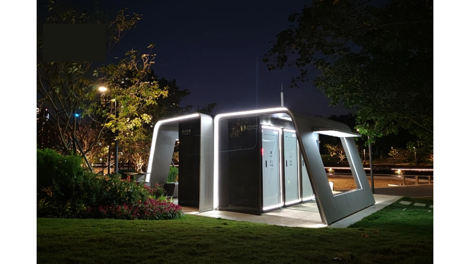 N-shaped modular public toilet