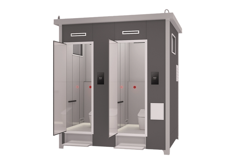 twin portable toilet unit for smart facility integration
