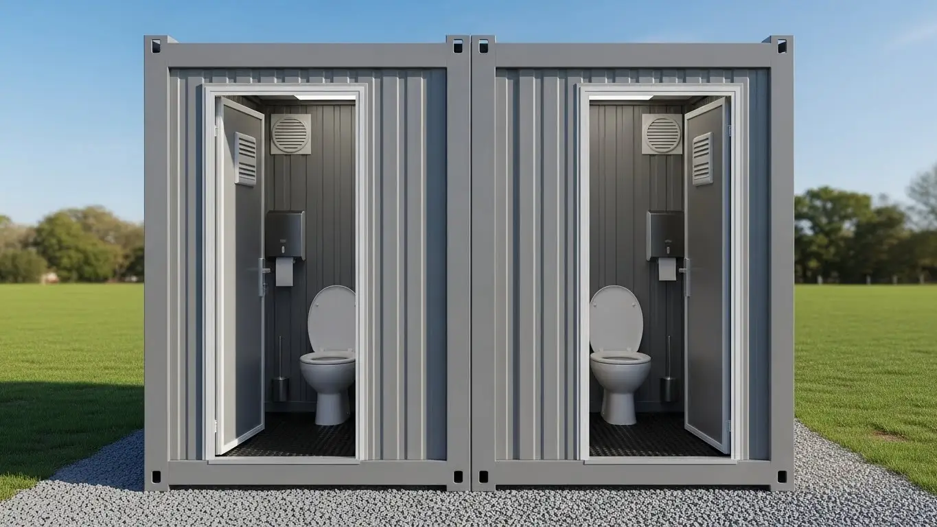 double-seat temporary toilet module
